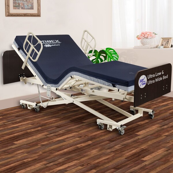 Medacure Ultra Low and High Hospital Bed, Fully Electric with ProEx 48 Mattress Expandable Width MC-ULB48X730MH1KA - main